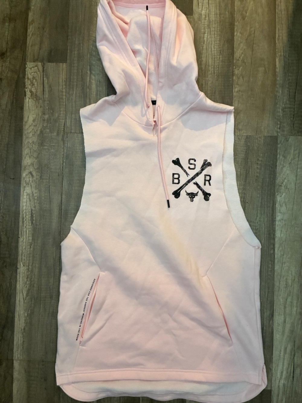 Under Armour Women's Light Pink Sleeveless Hoodie with Chest Graphic